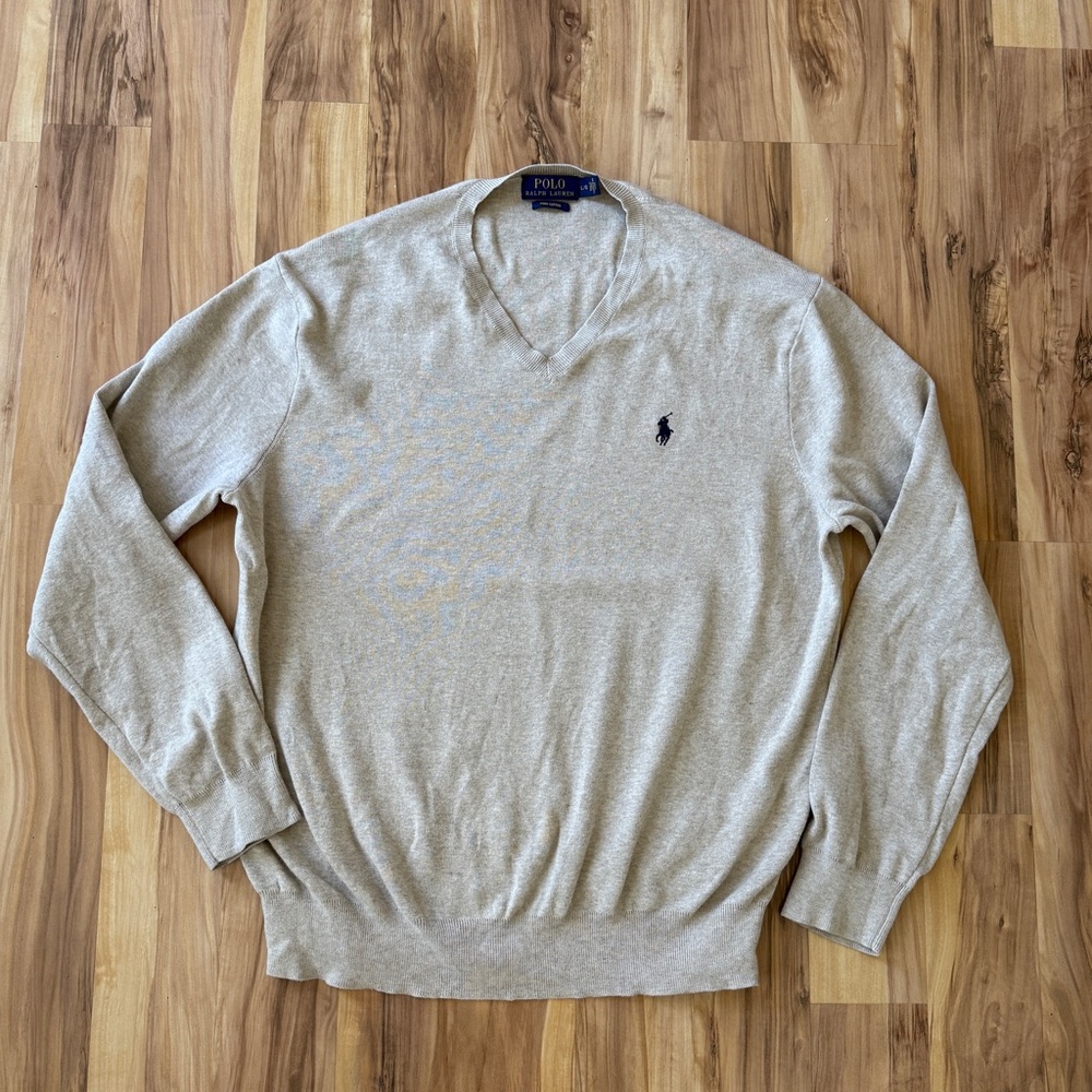 Men's Polo Ralph Lauren Sweater, Oatmeal, Size L, EUC